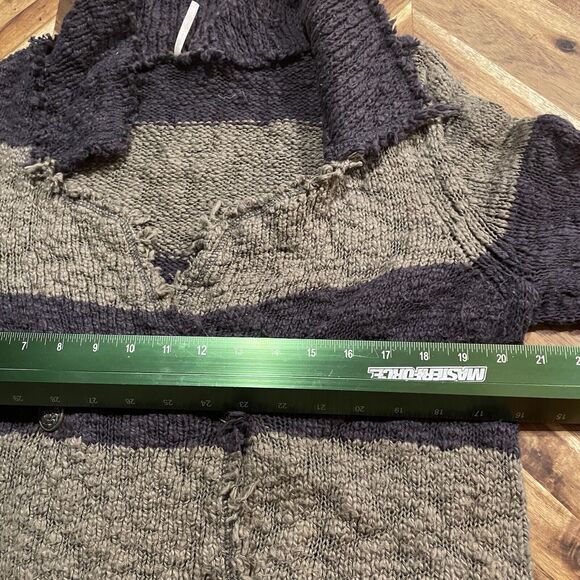 Free People Sweater Colorblock Stripe Double Breasted Cotton Cardigan Large - Picture 5 of 8